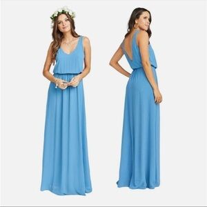 NWT Show me your Mumu Kendall maxi dress Sz M Coastal Blue Chiffon Bridesmaid